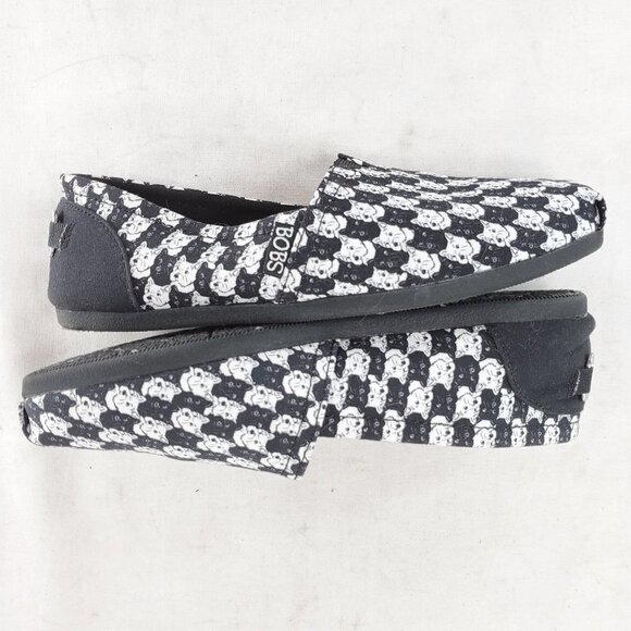 Skecher Shoes Wmn Sz 5 Bobs Schnauzer Black White AOP Slip On Loafer Memory Foam - Picture 10 of 16